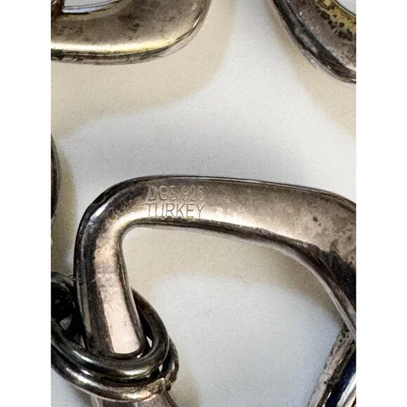 Vintage Turkey DGS Sterling Silver 925 Oval Link Chunky Bracelet 8" - Picture 3 of 5